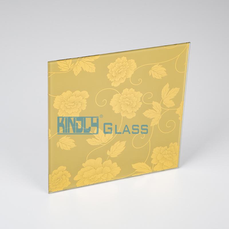 Acid Etched + Golden Yellow Coated Jacquard Glass D